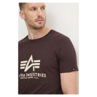 Bavlněné tričko Alpha Industries Basic T-Shirt hnědá barva, s potiskem, 100501.696