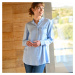 Blancheporte Jednobarevná košilová halenka s mao límečkem světlemodrá
