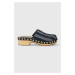 Pantofle Tommy Hilfiger TH DENIM CONTRAST CLOG dámské, tmavomodrá barva, na platformě, FW0FW0741
