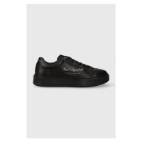 Kožené sneakers boty Karl Lagerfeld MAXI KUP černá barva, KL52223