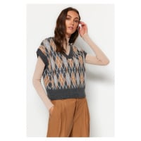 Trendyol Dark Green Wide Knit Sweater