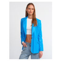 Dilvin 6871 Faux Leather Jacket-Blue