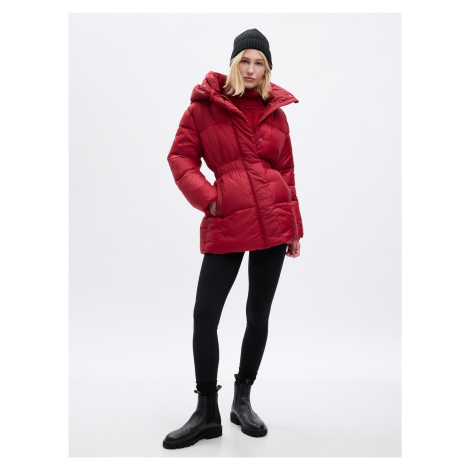 Červená dámská zimní prošívaná bunda s kapucí GAP PrimaLoft®