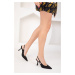 Soho Women's Black Matte Satin Classic Heeled Shoes 18821