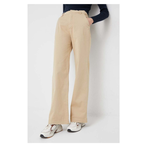 Kalhoty GAP dámské, béžová barva, široké, high waist