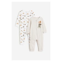 H & M - Bavlněné pyžamo se vzorkem: balení po 2 - béžová