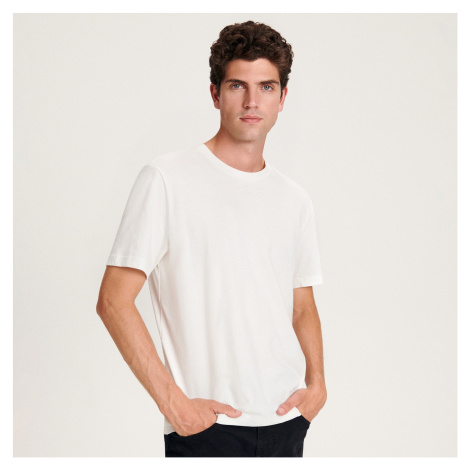 Reserved - Tričko regular s příměsí hedvábí - Bílá