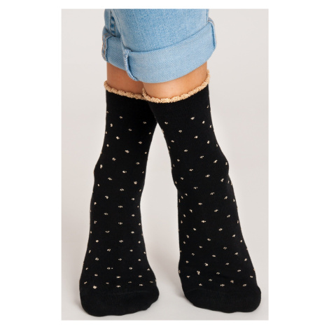 Dámské ponožky Noviti SB013 s puntíky Černá