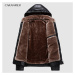 Kožený kabát pro může zimní bunda s kapucí