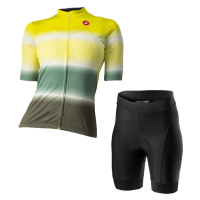 CASTELLI Cyklistický krátký dres a krátké kalhoty - DOLCE LADY - zelená/černá/žlutá