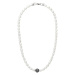 Manoki Pánský perlový náhrdelník Jaime - přírodní perla, ocelový lev WA598 47 cm Bílá