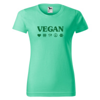 DOBRÝ TRIKO Dámské tričko s potiskem Vegan symboly Barva: Mátová