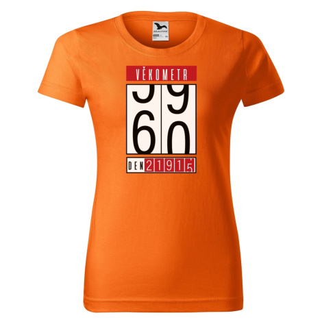 DOBRÝ TRIKO Dámské tričko s potiskem Věkometr 60 Barva: Oranžová