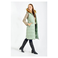 Bigdart 10233 Hooded Fur Puffer Vest - Mint