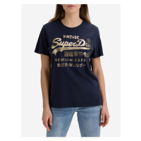 Tmavě modré dámské tričko s potiskem Superdry Metallic
