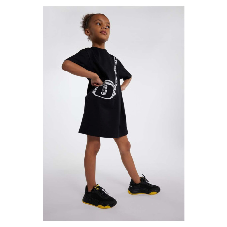 Dětské bavlněné šaty Marc Jacobs černá barva, mini