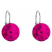 Evolution Group Stříbrné náušnice visací s krystaly Swarovski růžové kulaté 31106.3 fuchsia