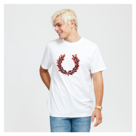FRED PERRY Glitched Laurel Wreath Tee bílé