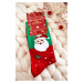 Pánské vánoční bavlněné ponožky se Santa Clauses zelenými a červenými
