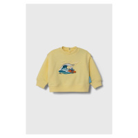 Dětská bavlněná mikina Emporio Armani x The Smurfs žlutá barva, s aplikací