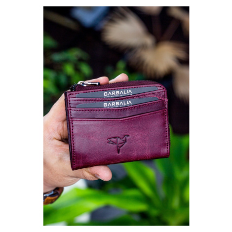 Garbalia Unisex Claret Red Zippered Mini Card Holder Wallet