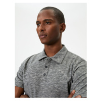 Koton Polo Neck T-Shirt Button Detailed Short Sleeve Brushed