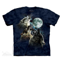 Pánské batikované triko The Mountain - Three Wolf Moon In Blue - modré