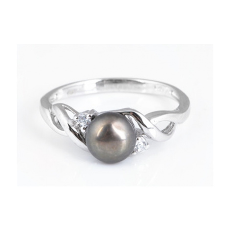 Stříbrný prsten s pravou perlou a čirými zirkony SVLR0160S69P354 JVD