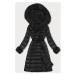 Černý dámský péřový kabát na knoflíky (5M3160-392)