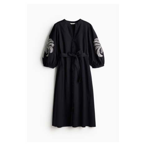 H & M - Šaty's výšivkou - černá H&M