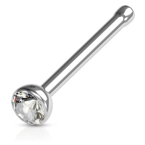Rovný piercing do nosu z oceli 316L - třpytivý zirkon čiré barvy, tloušťka 0,6 mm Šperky eshop