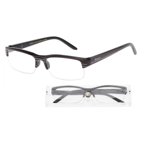 KEEN Čtecí brýle +3.00 černé s pruhy a pouzdrem, Počet dioptrií: +3,00