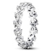 Pandora Třpytivý stříbrný prsten Row of Hearts Timeless 193103C01
