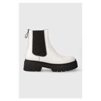 Kožené kotníkové boty HUGO Kris dámské, bílá barva, na platformě, 50494677