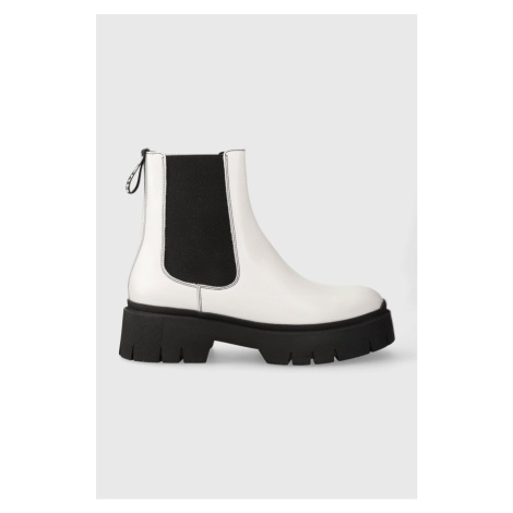 Kožené kotníkové boty HUGO Kris dámské, bílá barva, na platformě, 50494677 Hugo Boss