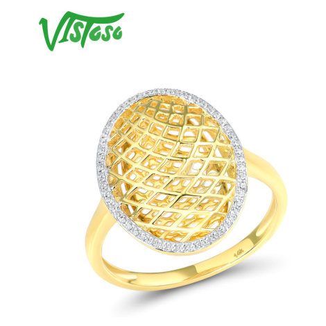 Zlatý prsten vzorovaný ovál s brilianty Listese