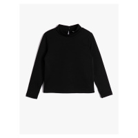 Koton Basic Sweatshirt Long Sleeved Stand-Up Collar With Back Button Fastening.
