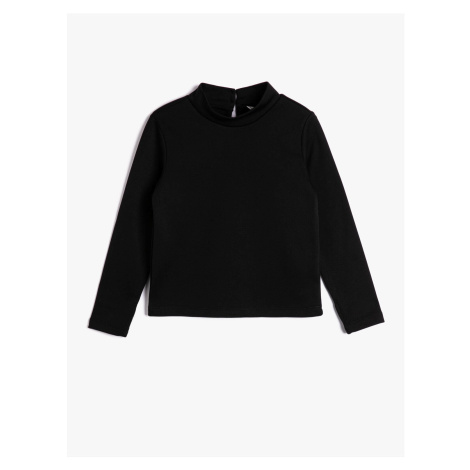 Koton Basic Sweatshirt Long Sleeved Stand-Up Collar With Back Button Fastening.