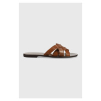 Kožené pantofle Wojas dámské, hnědá barva, 7402553