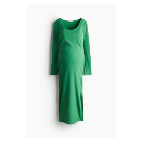 H & M - MAMA Žebrované šaty bodycon - zelená H&M