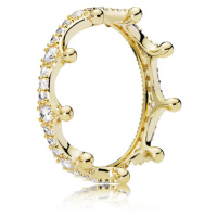 Pandora Překrásný pozlacený prsten Začarovaná koruna Shine 168654C01