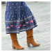 Blancheporte Dlouhé šaty s folkovým vzorem indigo/červená