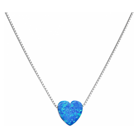 Evolution Group Stříbrný náhrdelník se syntetickým opálem modré srdce 12048.3