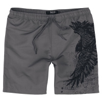 Black Premium by EMP Swim Shorts with Raven Print Pánské plavky šedá