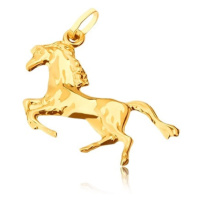 Zlatý přívěsek 585 - lesklý kůň postavený na zadních nohou
