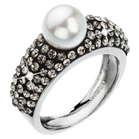 Evolution Group Stříbrný prsten s krystaly bílá šedá 35032.3