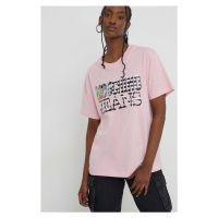 Bavlněné tričko Moschino Jeans růžová barva