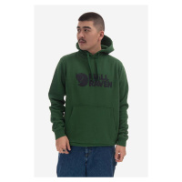 Bavlněná mikina Fjallraven Logo Hoodie pánská, zelená barva, s kapucí, potiskem, F84144