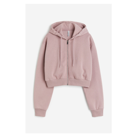H & M - Cropped bunda na zip's kapucí - růžová H&M