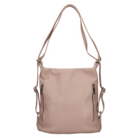 Dámská kožená batůžko kabelka Italia Maura - růžovo-béžová
